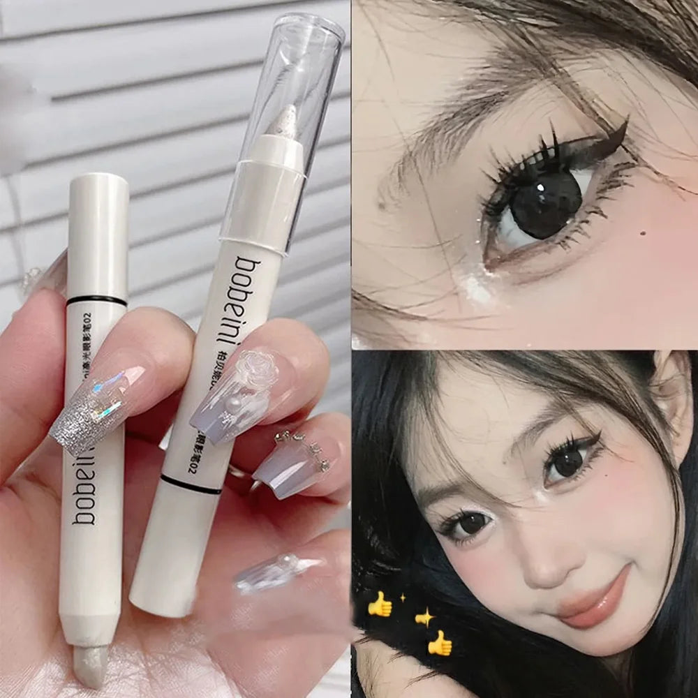 Eye Makeup Highlighter Pencil, Undereye Brightener Pencil, Dual-End Eye Shadow Stick, Smudge-Proof Eye Makeup
