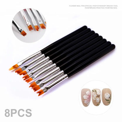 3/5/8Pcs Sculpture Dotting Pen Nail Art Silicone Brush Colorful Crystal Dual-head Carving Flower Painting Pen DIY Manicure Tools