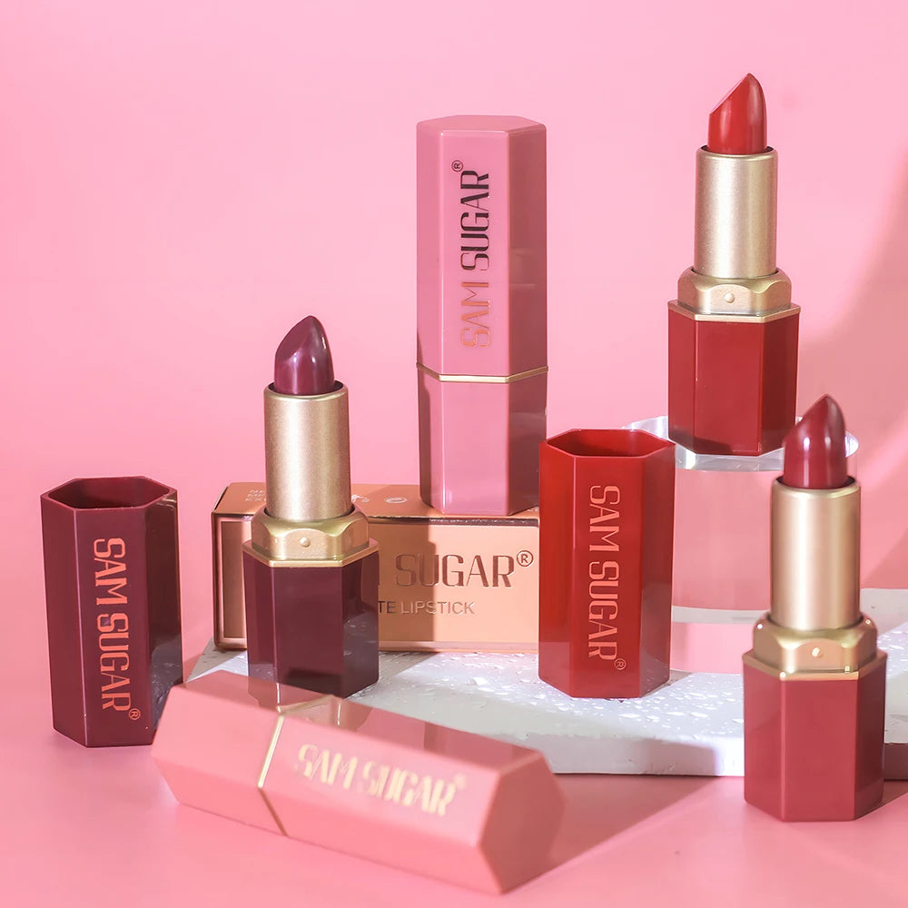 SAM SUGAR 6-Color Matte Lipstick ,  Non-Stick Cup Long-Lasting Velvet Finish, Smooth Matte Lip Color Waterproof Smudge-proof