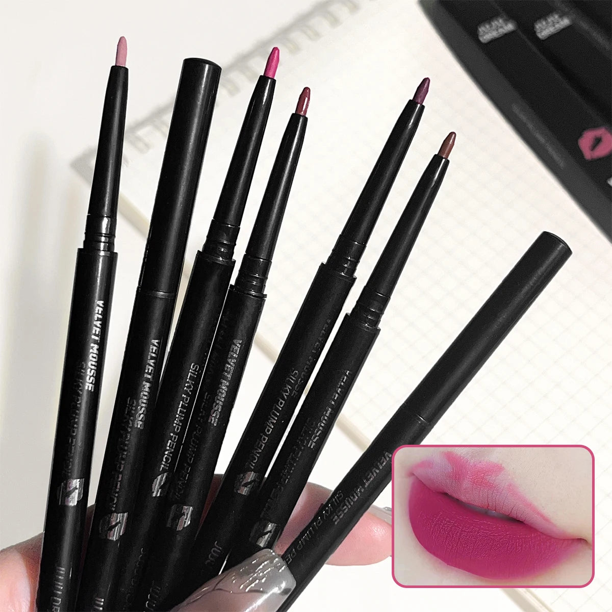 Long-Lasting Waterproof Matte Lip Liner Hydrating Non-Sticky Lip Makeup Contours Lips 5 Shades Available Lipstick Replacement