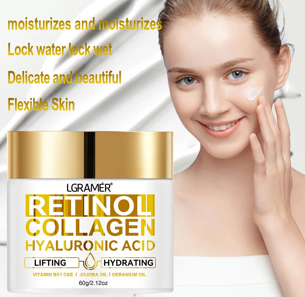 Retinol Face Cream Moisturizing Wrinkle Remover Collagen Hyaluronic Acid Creams Skin Care Cosmetic for Women&Men